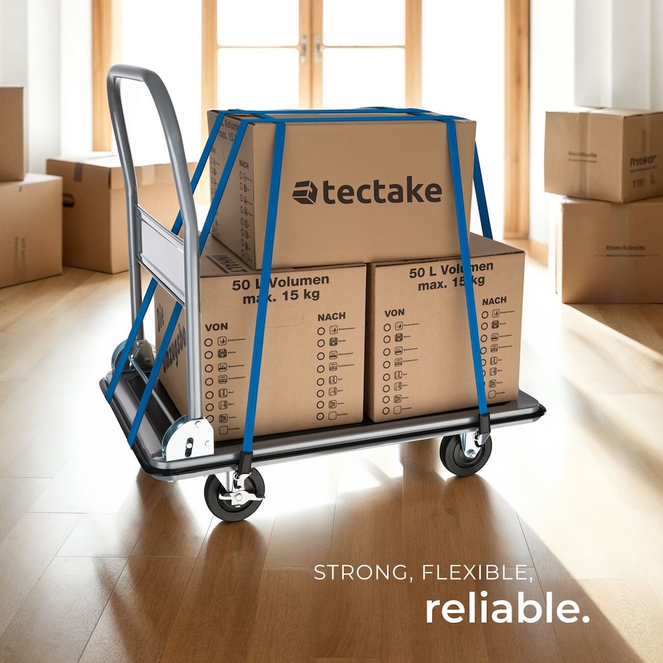 image 1 of Folding Trolley - foldable handle, 2 fixed, 2 swivel castors, rubberised edge protection | Black | black | 90 x 61 x 88,50 cm | 1