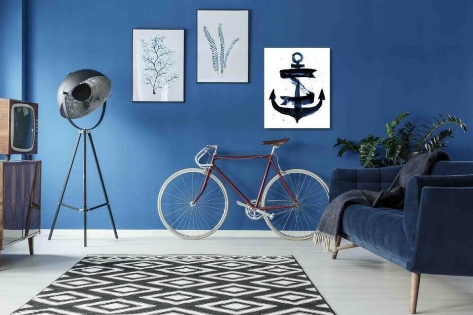 image 1 of Anchor Deep Blue (Canvas Prints) | Cream
