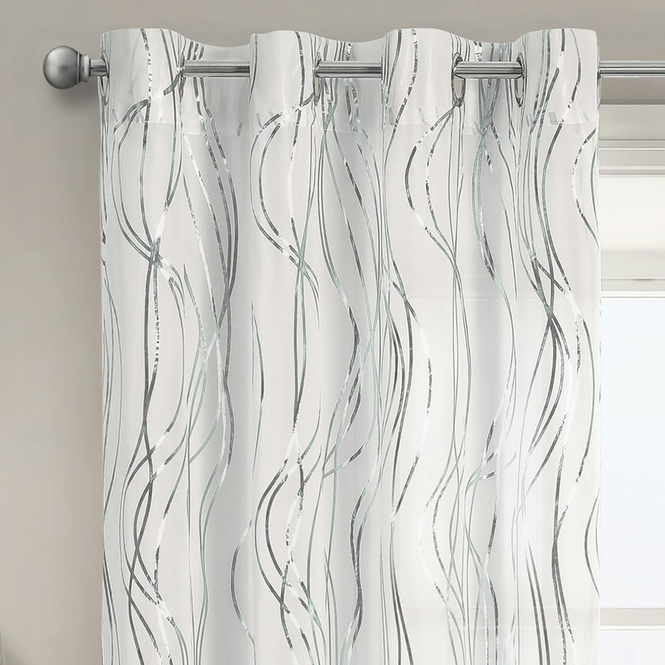 image 1 of Velosso Swirls Eyelet Voile Panel - 150cm x 122cm Gold | Gold
