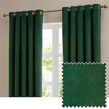 furn. The Ultimate Velvet Blackout Eyelet Curtain Pair Emerald (W)168cmx (D)229cm | Green | Emerald | One Size