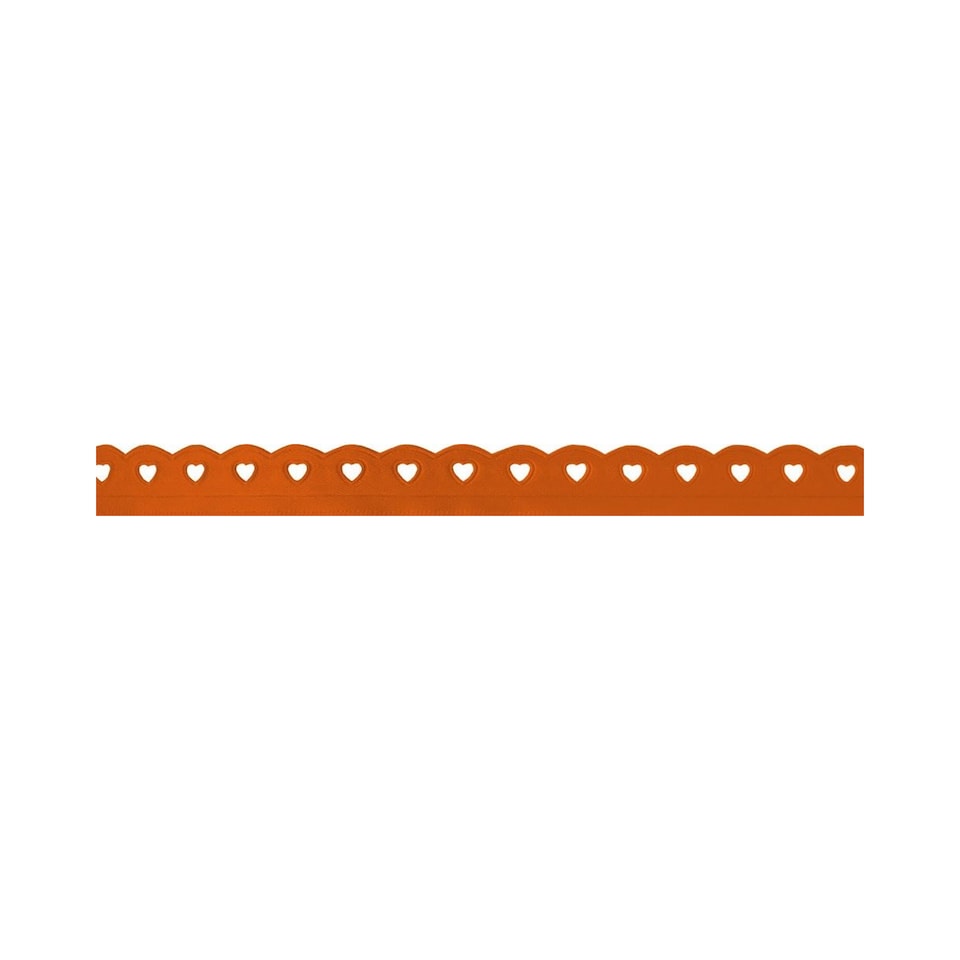 Berisfords Orange 12mm Lace Heart Ribbon for Dressmaking - per metre