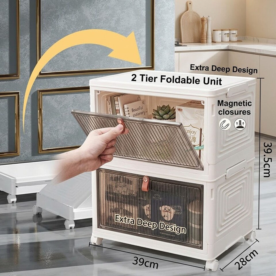image 1 of Plastic Storage Drawer Tower Unit with Wheels – 6 Tier Multipurpose Organizer for Home & Office