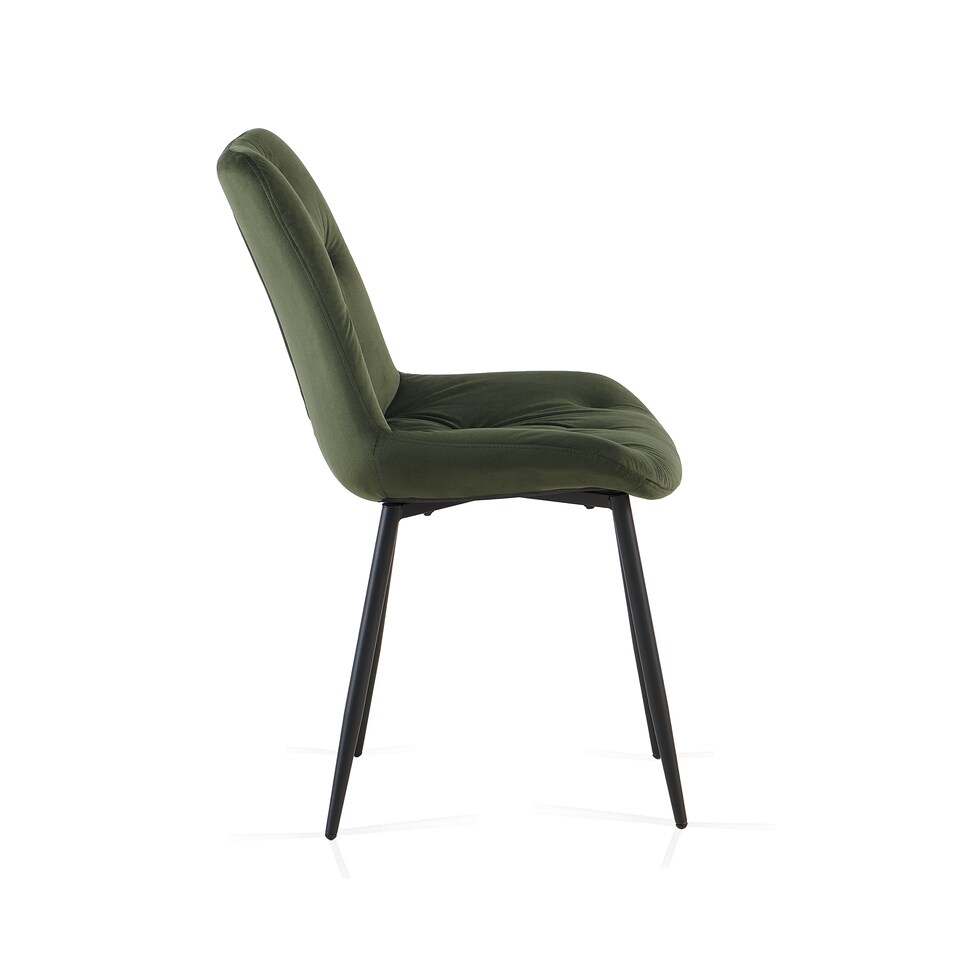 image 1 of SONARA Modern Set of 2 Velvet Dining Chairs with Ergonomic Upholstered Seat | Green