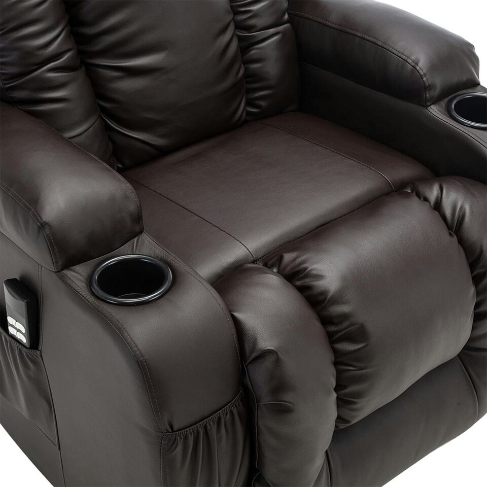 image 1 of Caesar Dual Motor Rise Recliner Bonded Leather Heat And Massage Chair (Brown)