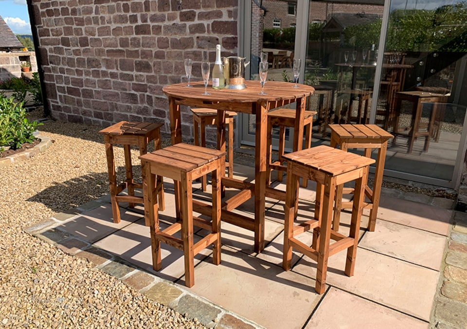 image 1 of Alfresco Bar Set Six Seater - L200 x W200 x H110 - Redwood
