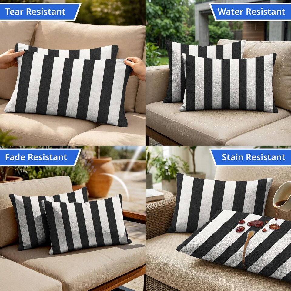 image 1 of Covers&All Sunbrella Lumbar Pillows Set of 2 UV Fade resistant and Water Repellent Rectangle Lumbar Throw Pillows