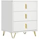 image 1 of HOMCOM Modern 3 Drawer Dresser, Fluted Bedroom Dresser Chest of Drawers with Metal Legs and Steel Handles for Bedroom, White