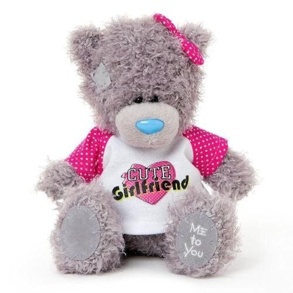 image 1 of Me to You 6-inch Tatty Teddy Bear Wearing a Cute Girlfriend T-Shirt (Grey)
