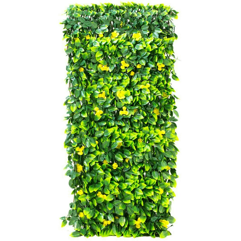 image 1 of Primrose Extendable Artificial Flower Outdoor Screening Trellis Yellow 1m x 2m