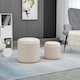 image 2 of HOMCOM Modern Fabric Storage Ottoman with Removable Lid, Set of 2, Cream White