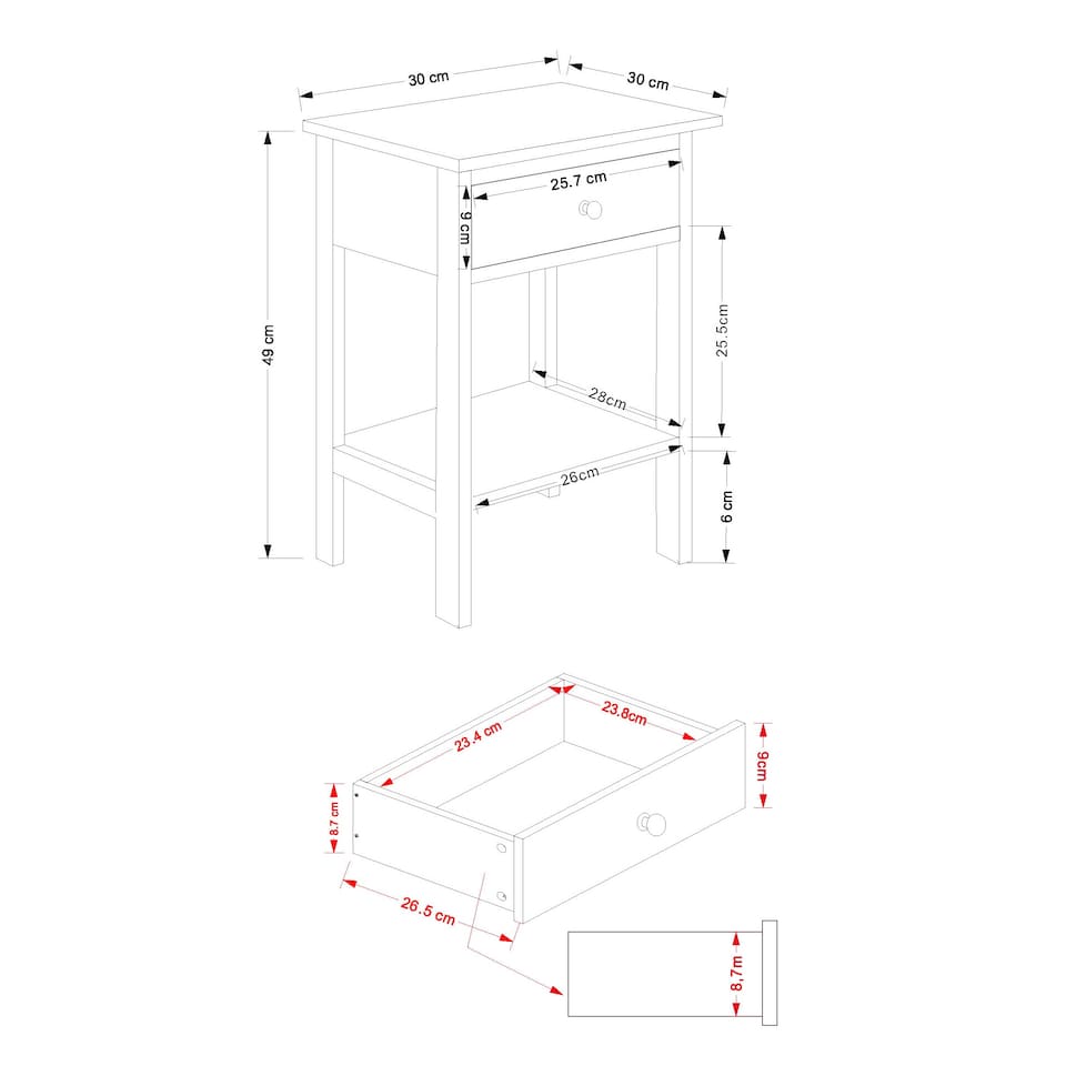 image 1 of Options 1 Drawer Petite Bedside Cabinet - Shaker-Style Nightstand for Bedrooms | Blue | Blue | 1