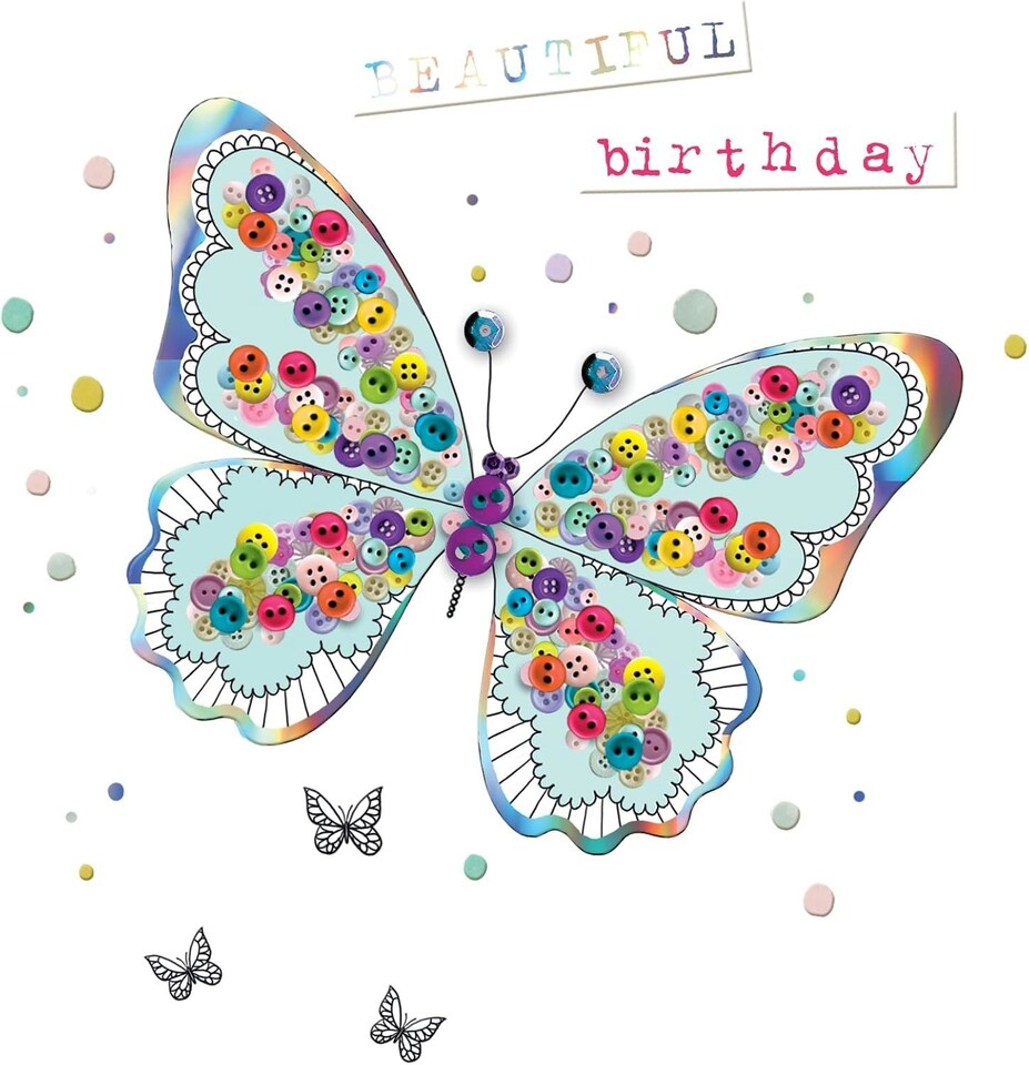 image 1 of Beautiful Hand-Finished Buttons Embellished Birthday Card For Her