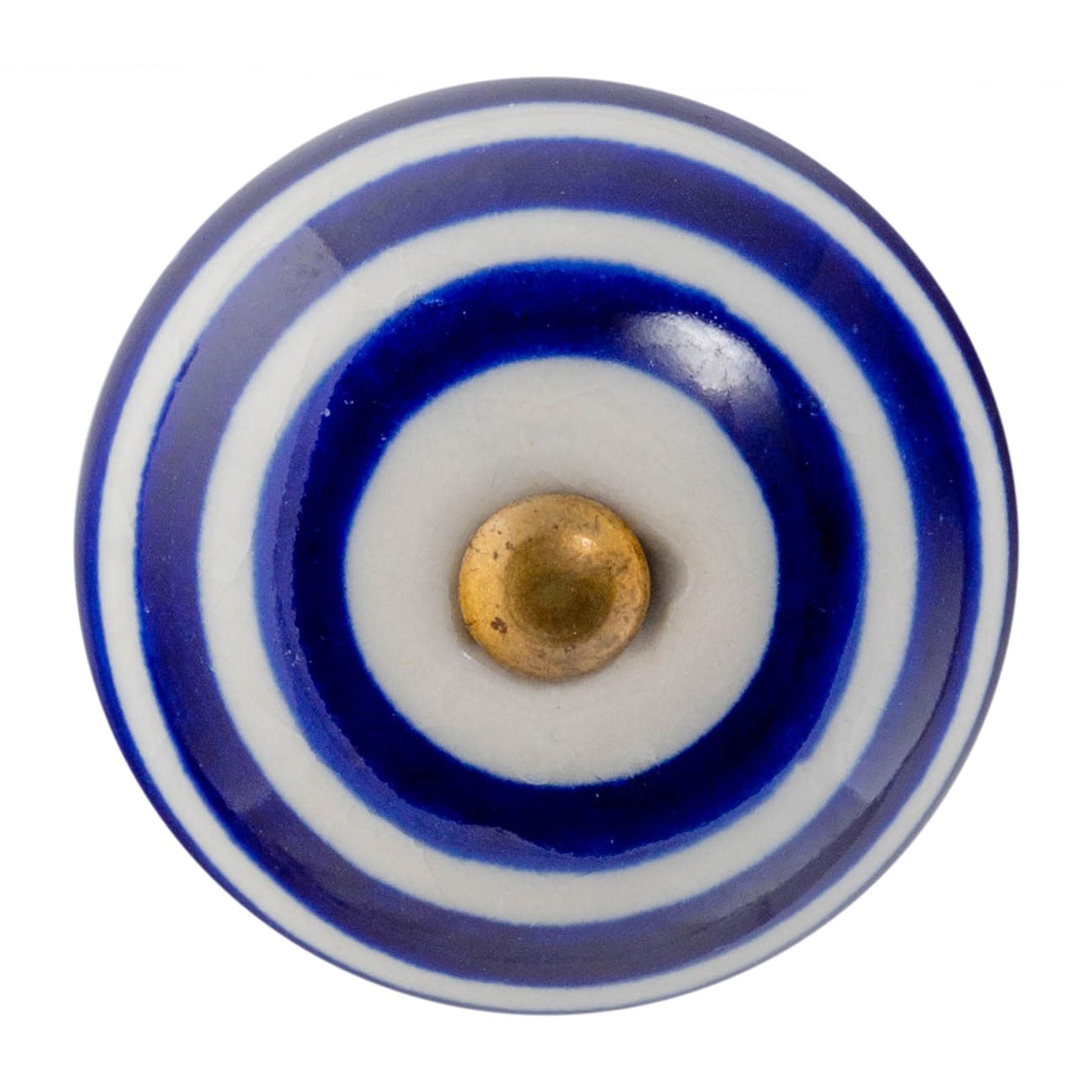 Nicola Spring Round Ceramic Cabinet Knob Stripe in Navy | Size: 1000mm x 500mm