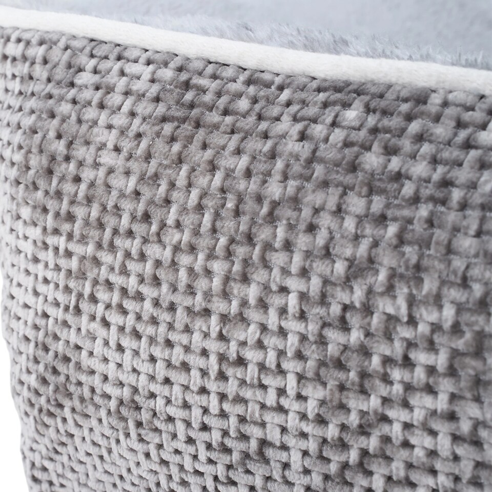 image 1 of Living and Home Linen Woven Pet Bed with Anti-Slip Bottom for Cats & Dogs | Grey | M