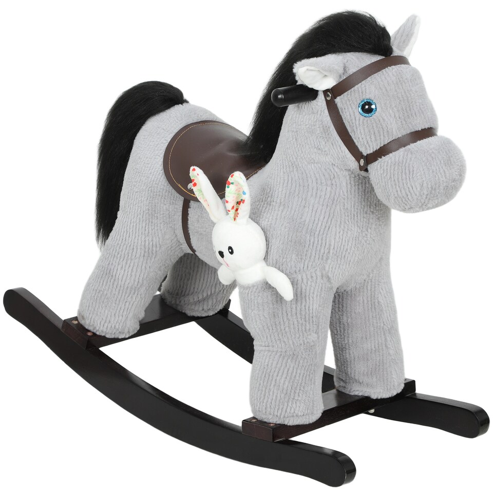 image 1 of AIYAPLAY Baby Rocking Horse, Toddler Animal Rocker for Kids Aged 2-5, Grey