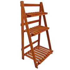 Wooden Shelf Foldable Rack Flower Plant Pot Stand Storage Display Holder 3 Tier