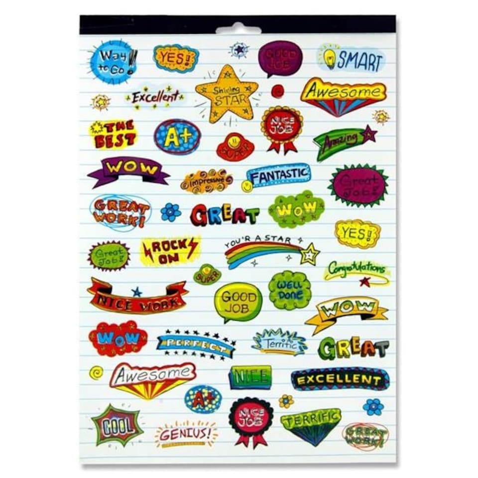 image 1 of Book of 12 Sheets of 2500+ Deluxe Reward Stickers by Clever Kidz