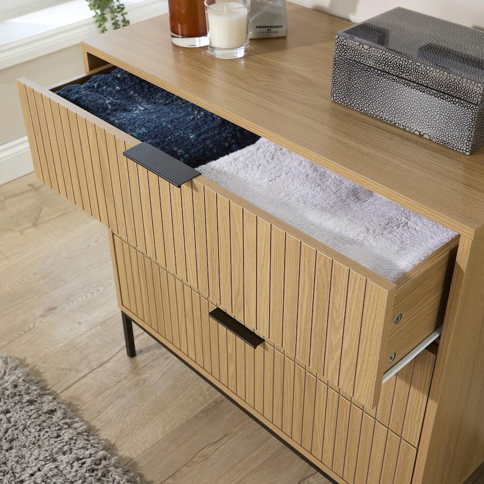 image 1 of Wisbech Wide Chest of 3 Drawers Wooden Bedroom Clothing Storage Unit