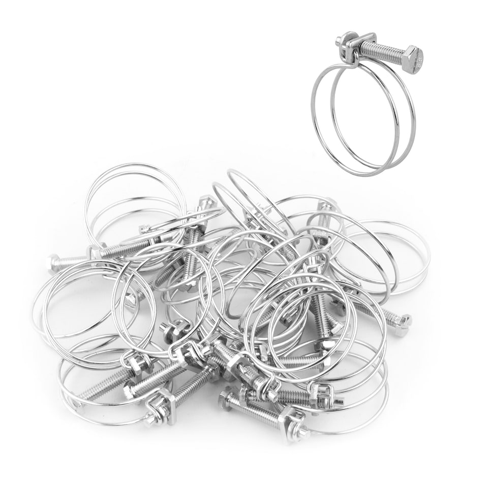 image 1 of KCT Universal 41-45mm Double Wire Clips for Hose Pipe - 20 Pack