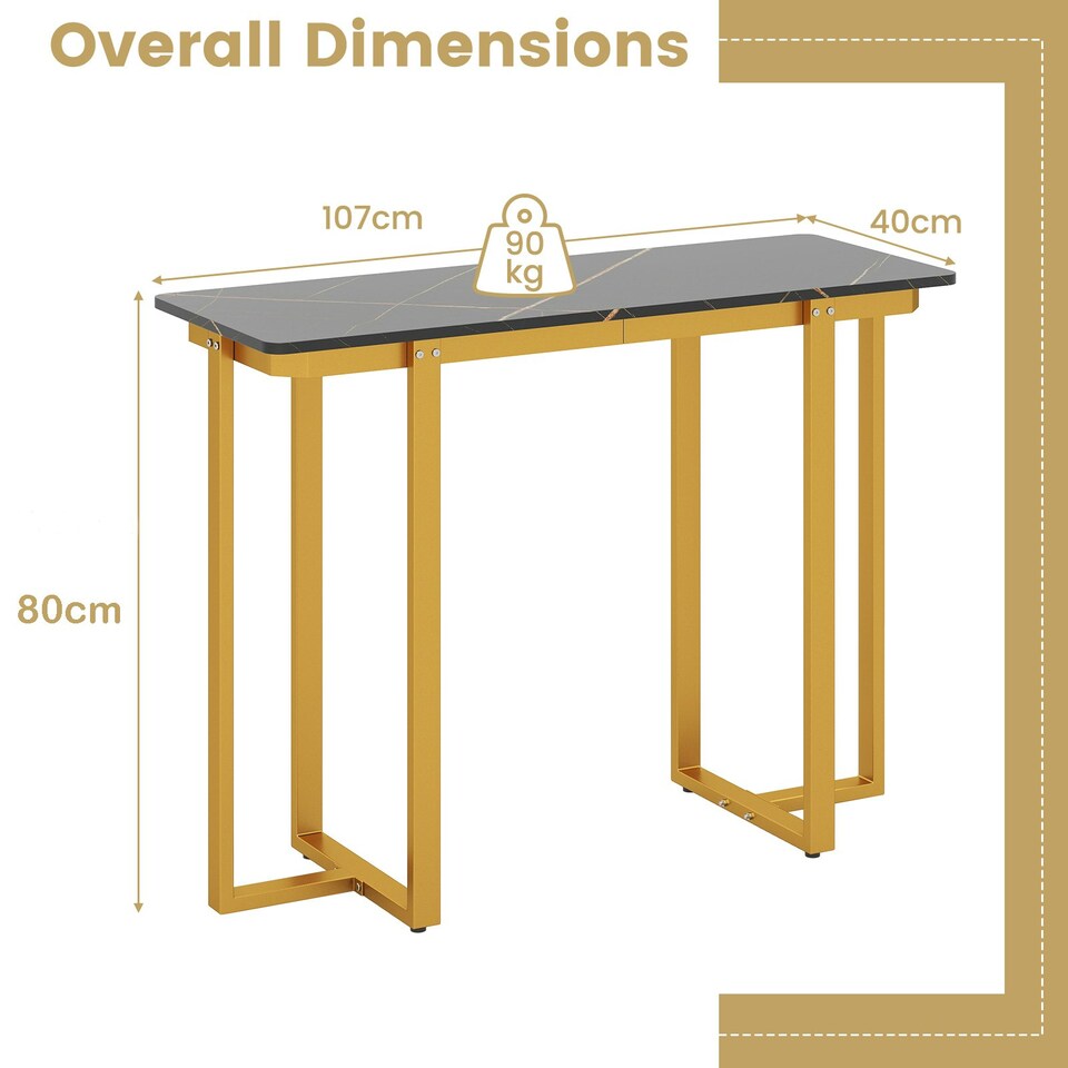 image 1 of COSTWAY Console Table Faux Marble Entryway Table Gold