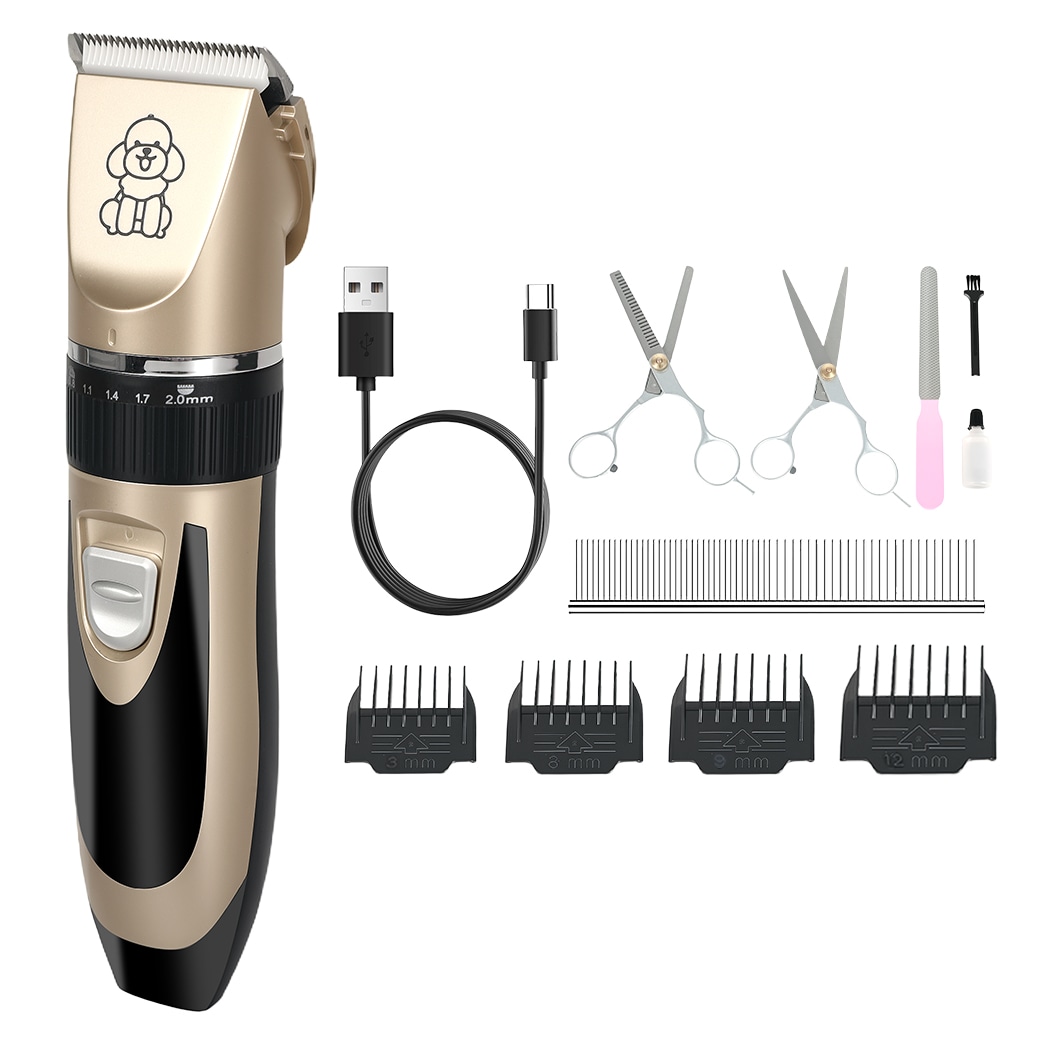 Skylos Pet Clipper Cat Dog Grooming Kit Trimmer Shaver Cordless Rechargeable | Gold | Gold