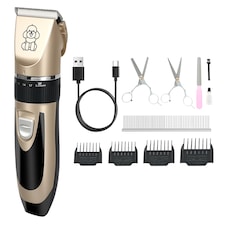 Skylos Pet Clipper Cat Dog Grooming Kit Trimmer Shaver Cordless Rechargeable | Gold | Gold