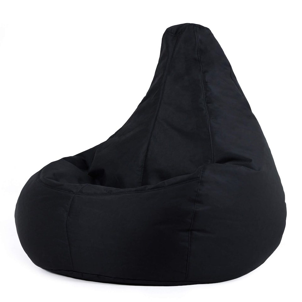 image 1 of Recliner Indoor Outdoor Bean Bag Black Bean Bag Chair | Black | Black | 1