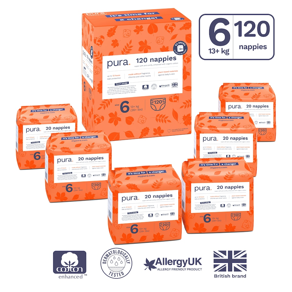 image 1 of Pura Soft & Sensitive Nappies Size 6, 120ct
