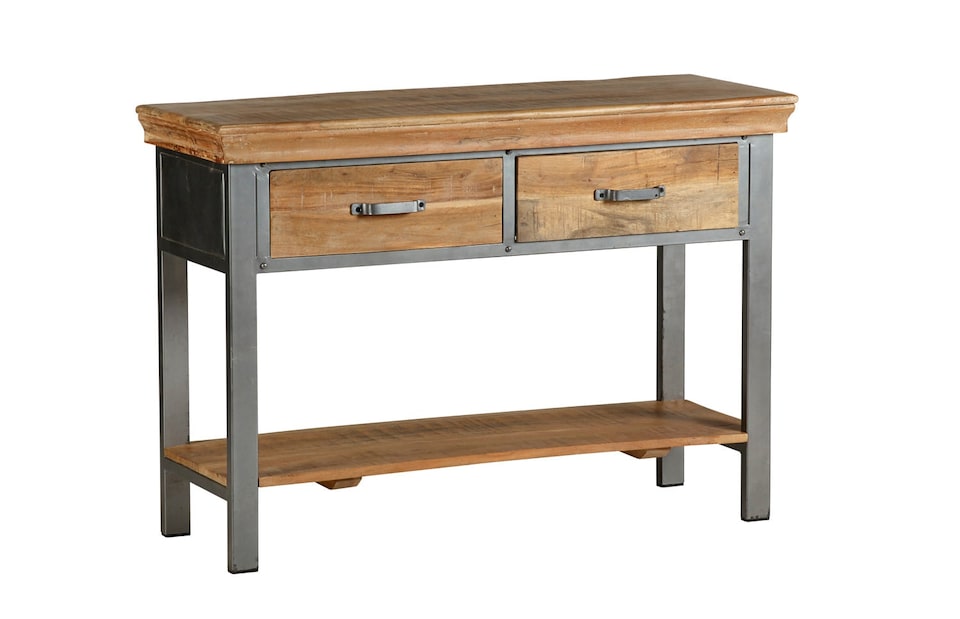 image 1 of Dunphy Industrial 2 Drawer Console Table | Brown