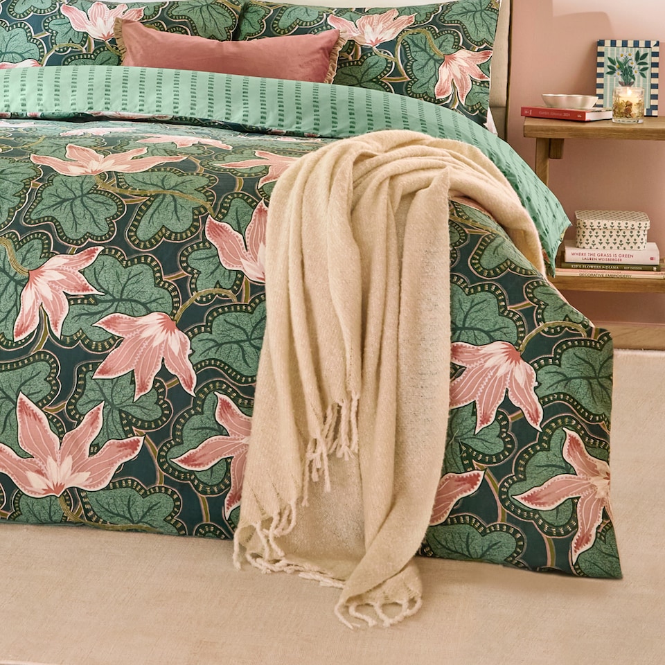 image 1 of Wylder Luella Printed Reversible Duvet Cover Set | Green | Green | Super King