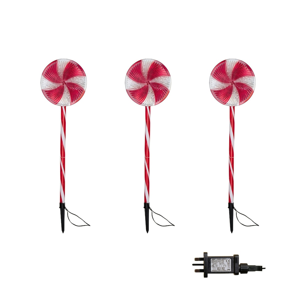 image 1 of 58cm Light up Red and White Candy Pop Christmas Pathfinders with 63 White LEDs