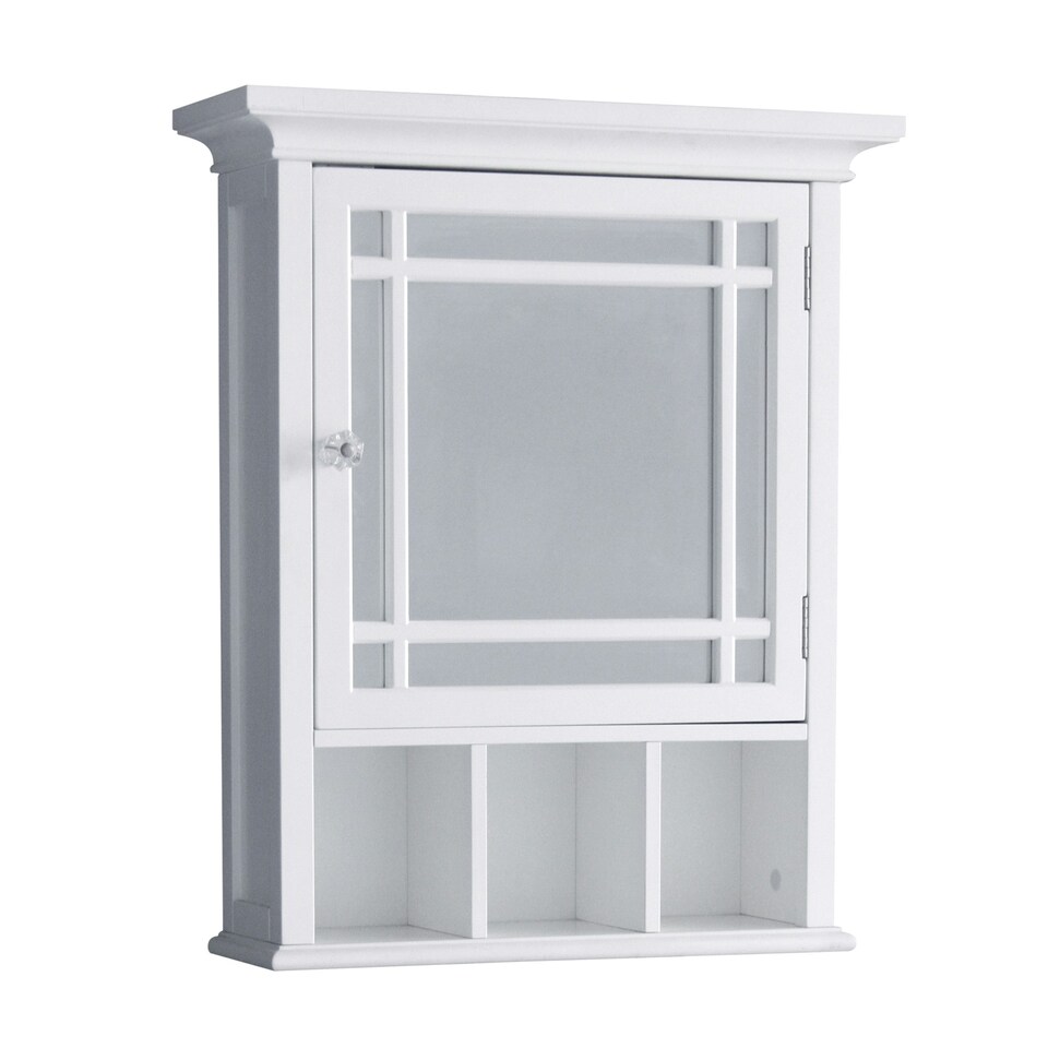 image 1 of Teamson Home Wooden Bathroom Medicine Cabinet Mirrored White