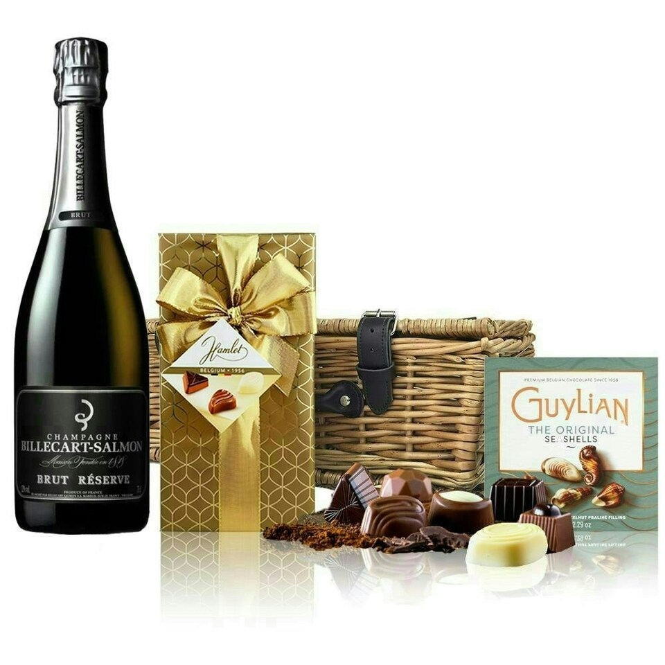 image 1 of Billecart Salmon Le Reserve Champagne and Chocolates Hamper 75cl 12% abv