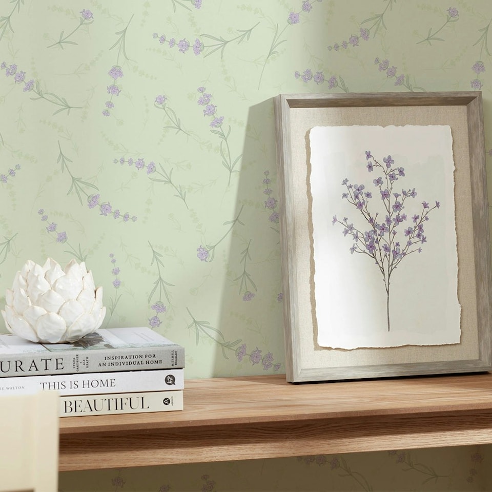 image 1 of Lavender Cascade Wallpaper in Sage Multi