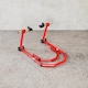 image 3 of HOMCOM Motorcycle Stand Lift, 390 kg Capacity Convertible Front/Rear Motorbike Motorcycle Paddock Lift Stand with Adjustable U+L Fork Pin Adaptors, Wheels, Clamping Clips, Red
