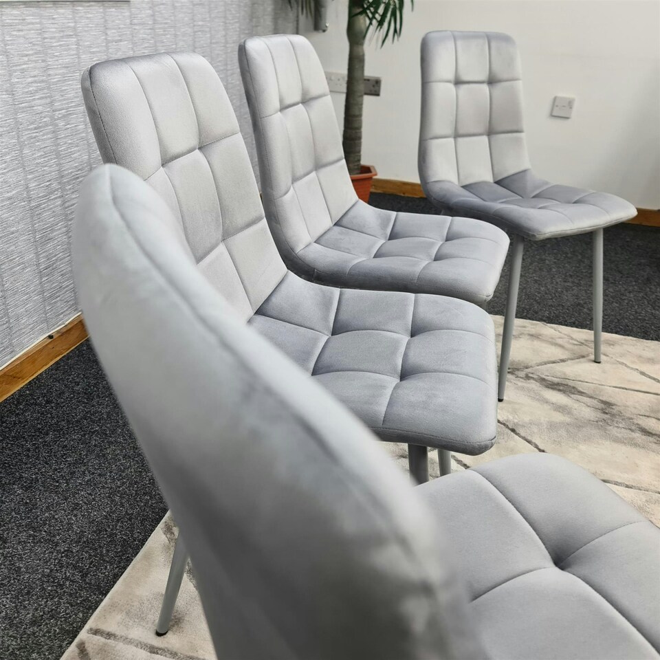 image 1 of Dining Chairs Set of 4 Grey Velvet Kitchen Chairs Grey