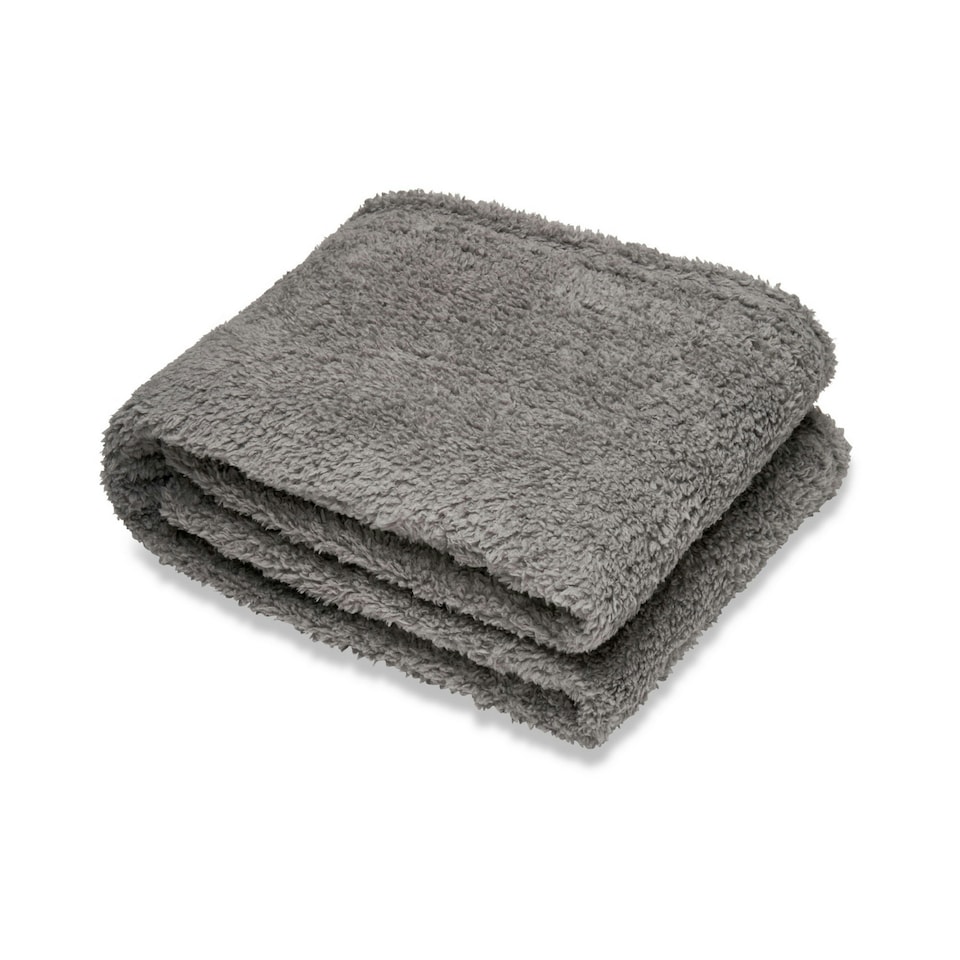 Ribbon Teddy Fleece Throw - Grey - One Size