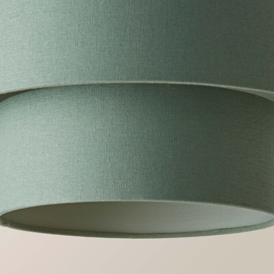image 1 of ValueLights Jodie Two Tier Sage Linen Ceiling Drum Lamp Shade | Green