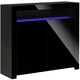 image 1 of HOMCOM Modern High Gloss RGB LED Cabinet Cupboard Sideboard Console White