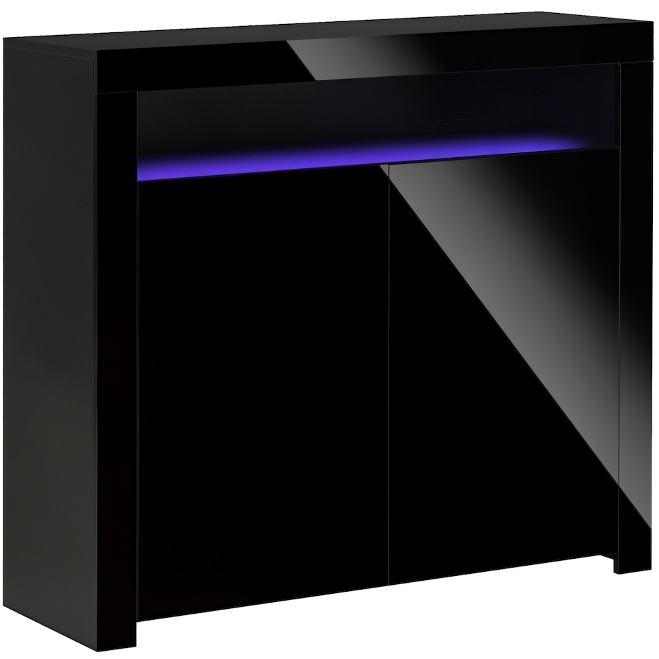 image 1 of HOMCOM Modern High Gloss RGB LED Cabinet Cupboard Sideboard Console White