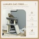 image 2 of PawHut Cat Tree Kitten Tower with Scratching Post Bed Perch Toy, Light Grey