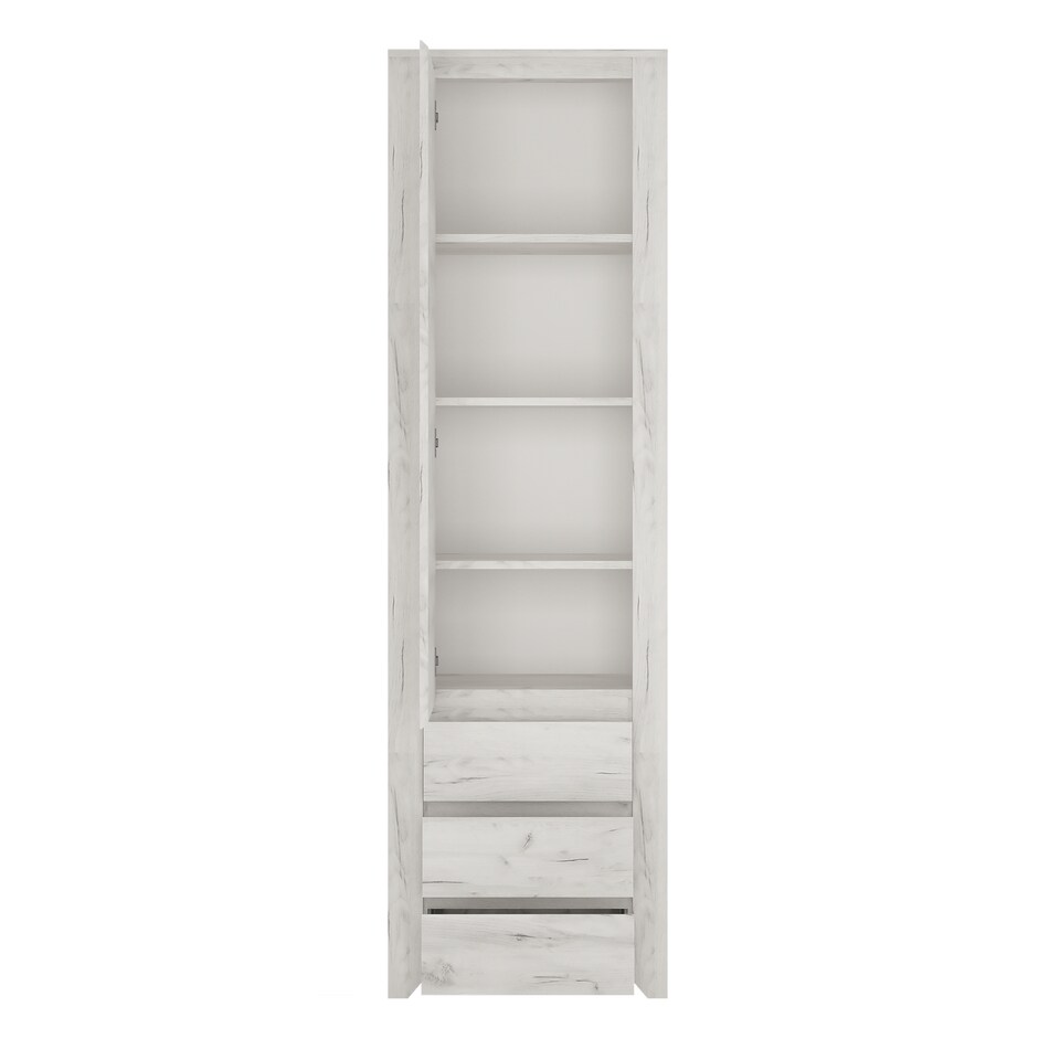 image 1 of Angel Tall Narrow One Door 3 Drawer Narrow Cupboard
