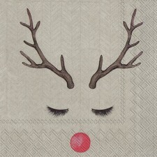 IHR Cool Rudolph Brown Cocktail Napkin 25cm 3ply 20 Pack