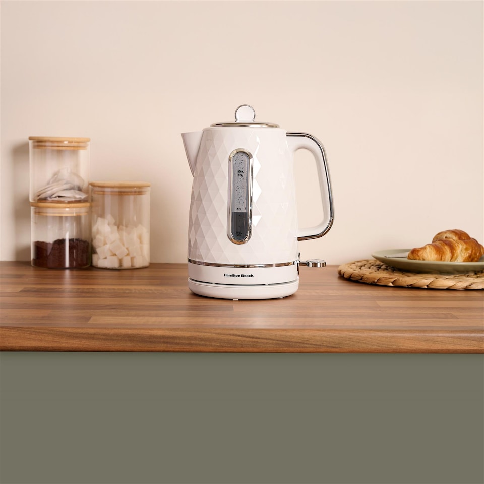 image 1 of Hamilton Beach Diamond Kettle & Toaster Set White
