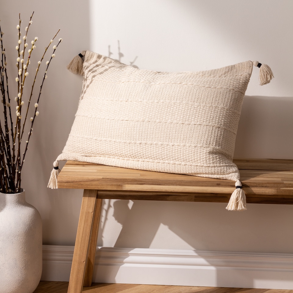 image 1 of Yard Caliche Tasselled Cushion, Natural, 40 x 60cm