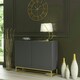 image 9 of Grey Sideboard 100cm Fluted Doors Gold Frame Modern Storage Cabinet Grey