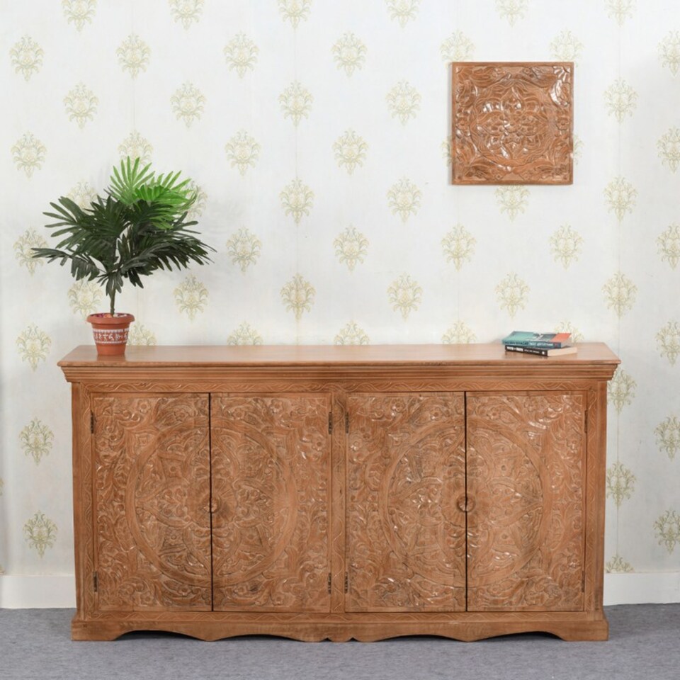 image 1 of Artwork Sideboard Xl - Solid Mango Wood - L40 x W175 x H90 cm | Brown