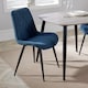 image 2 of Pair of Aspen Cord Fabric Diamond Stitch Dining Chairs with Curved Seat and Black Tapered Metal Legs | Blue | Blue | 1