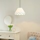 image 2 of ValueLights Florie Natural Linen Small Tapered Lamp Shade with Scallop Blue Trim