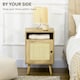 image 4 of HOMCOM Nightstand, Rattan Bedside Table w/ Cabinet, Shelf, Natural